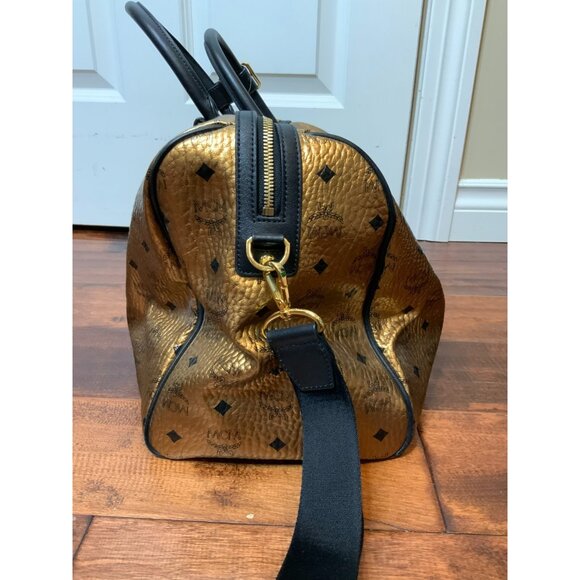 MCM Authentic Ottomar Weekender Bag Copper Gold Metallic Logo Monogram Unisex - Picture 7 of 12